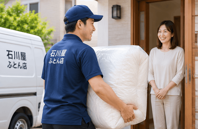 大きな寝具をご自宅までお届けする石川屋ふとん店の配送サービス